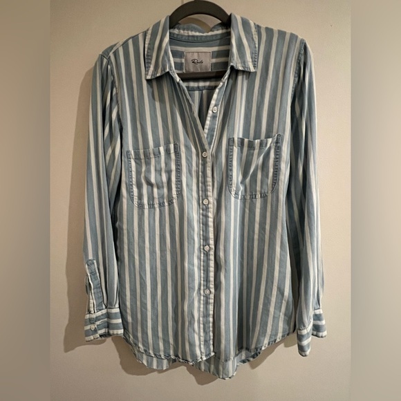 Rails Tops - Rails Light Blue and White Striped Shirt